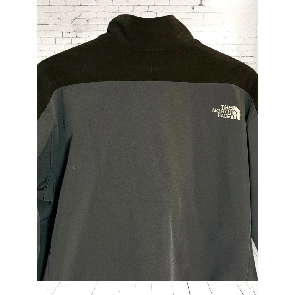 The North Face Apex Black Gray Jacket Mens Size L Softshell Full‎ Zip Pockets